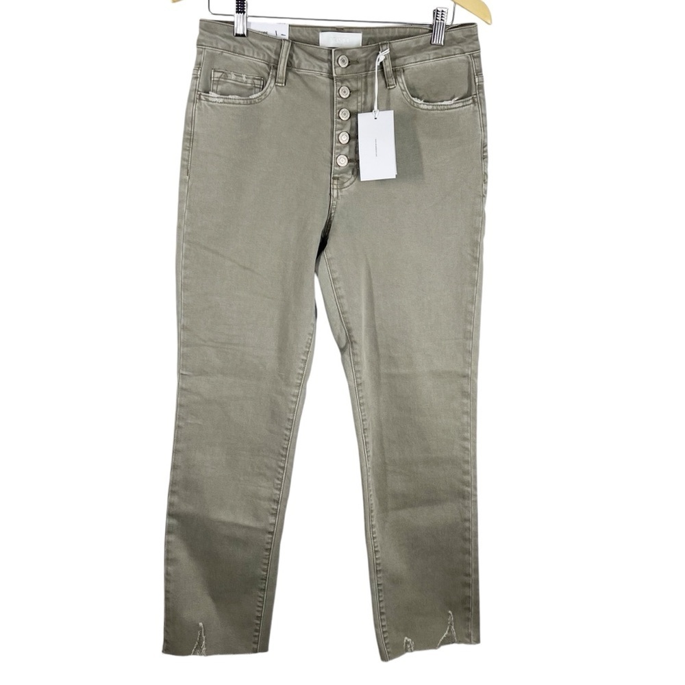High-Rise Button-Fly Women's Jeans — Olive Green